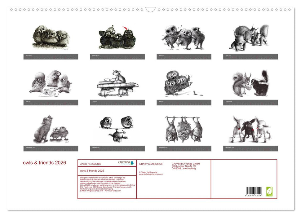 owls & friends 2026 (CALVENDO Wandkalender 2026)
