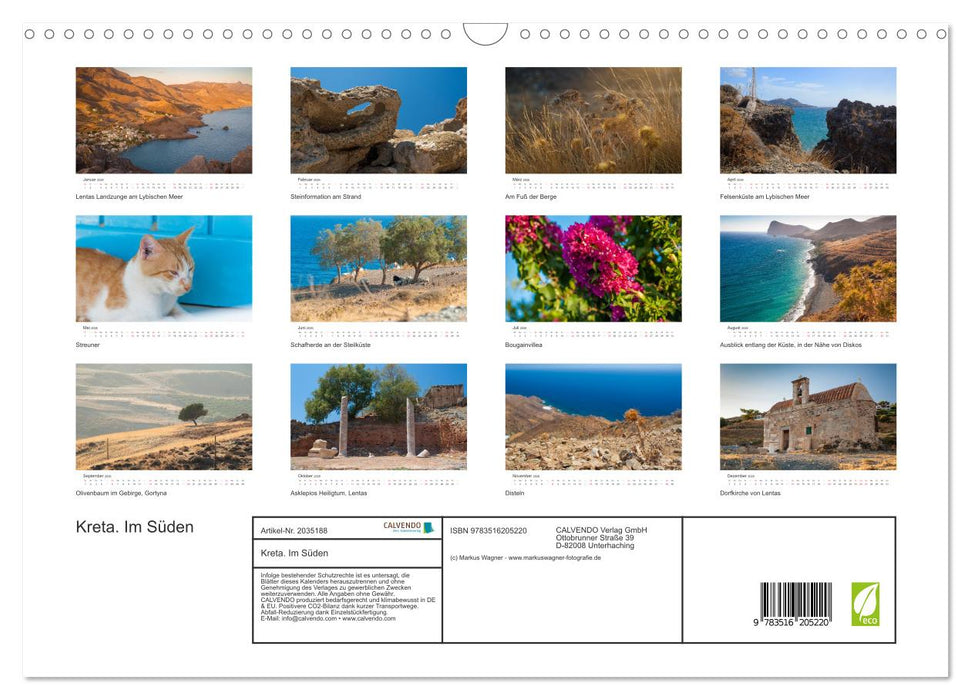 Kreta. Im Süden (CALVENDO Wandkalender 2026)
