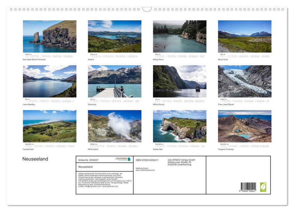 Neuseeland (CALVENDO Wandkalender 2026)