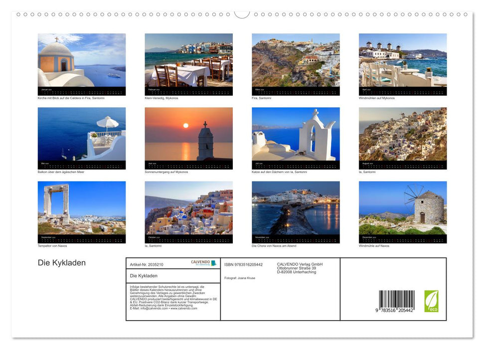 Die Kykladen (CALVENDO Premium Wandkalender 2026)