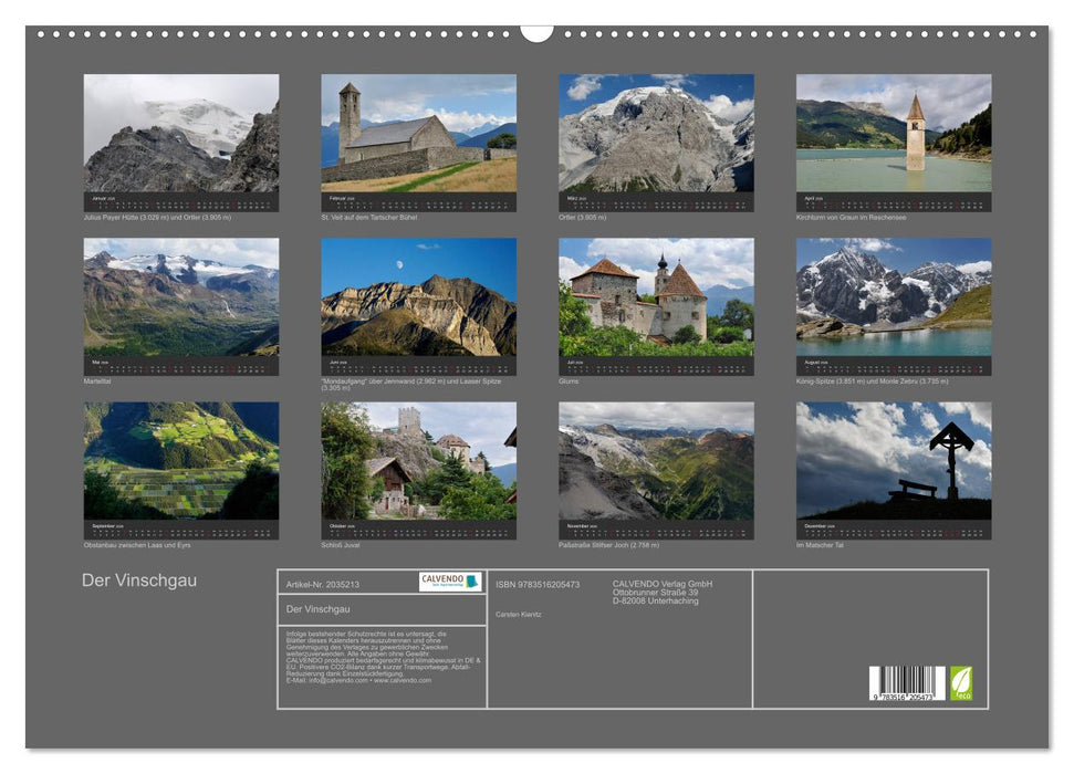Der Vinschgau (CALVENDO Wandkalender 2026)