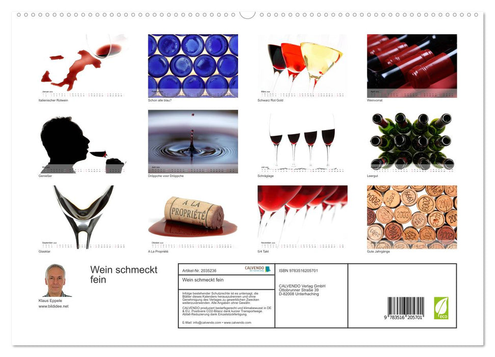 Wein schmeckt fein (CALVENDO Premium Wandkalender 2026)
