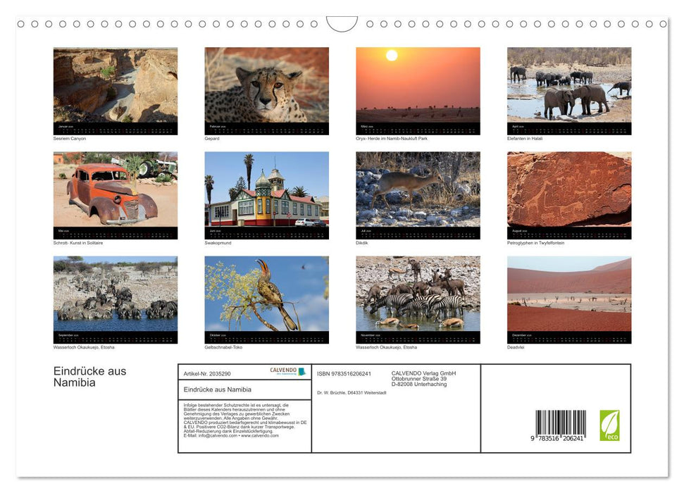 Eindrücke aus Namibia (CALVENDO Wandkalender 2026)