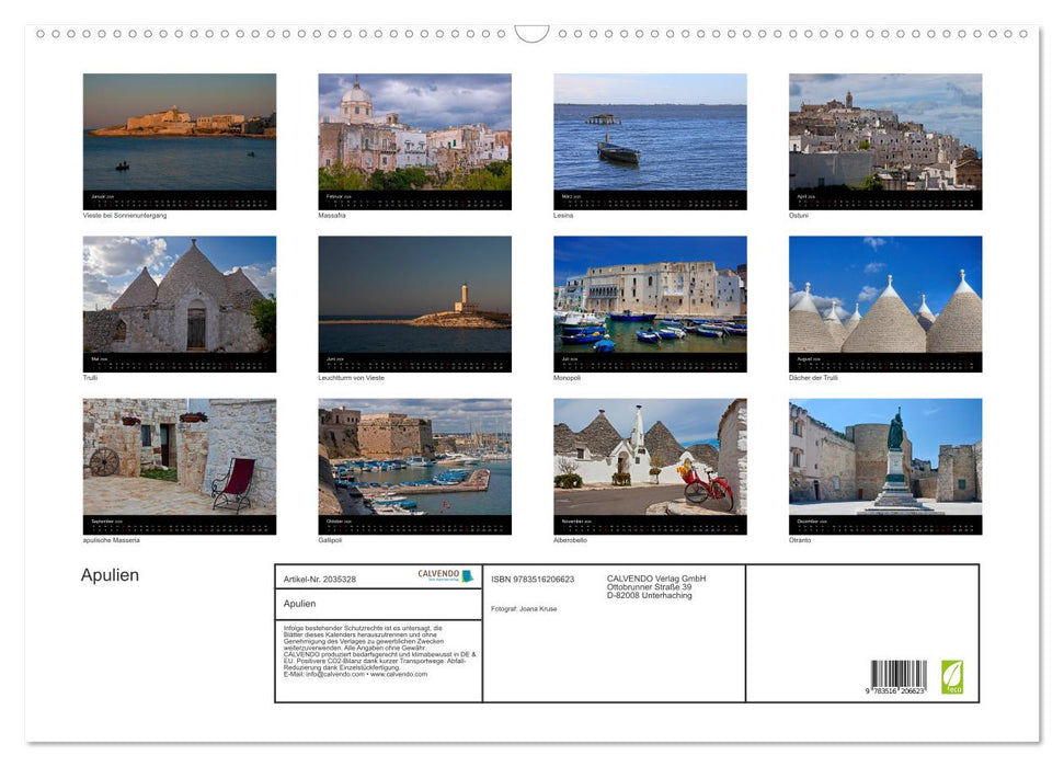 Apulien (CALVENDO Wandkalender 2026)