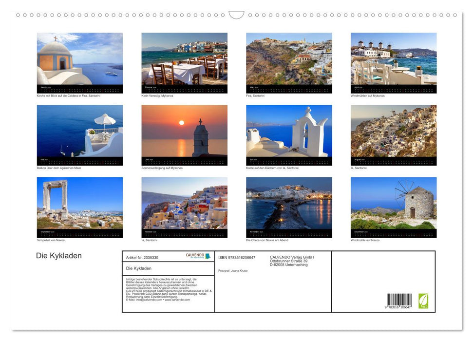 Die Kykladen (CALVENDO Wandkalender 2026)
