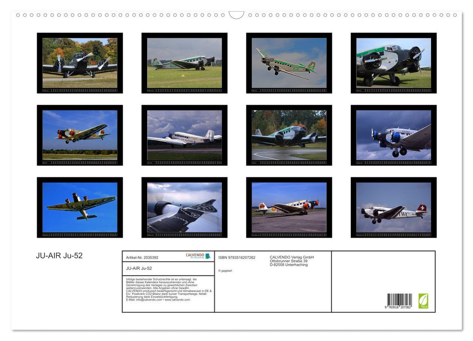 JU-AIR Ju-52 (CALVENDO Wandkalender 2026)