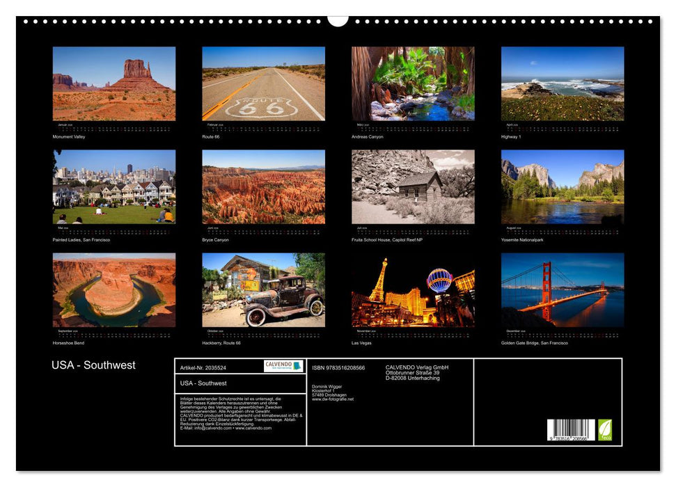 USA - Southwest (CALVENDO Wandkalender 2026)