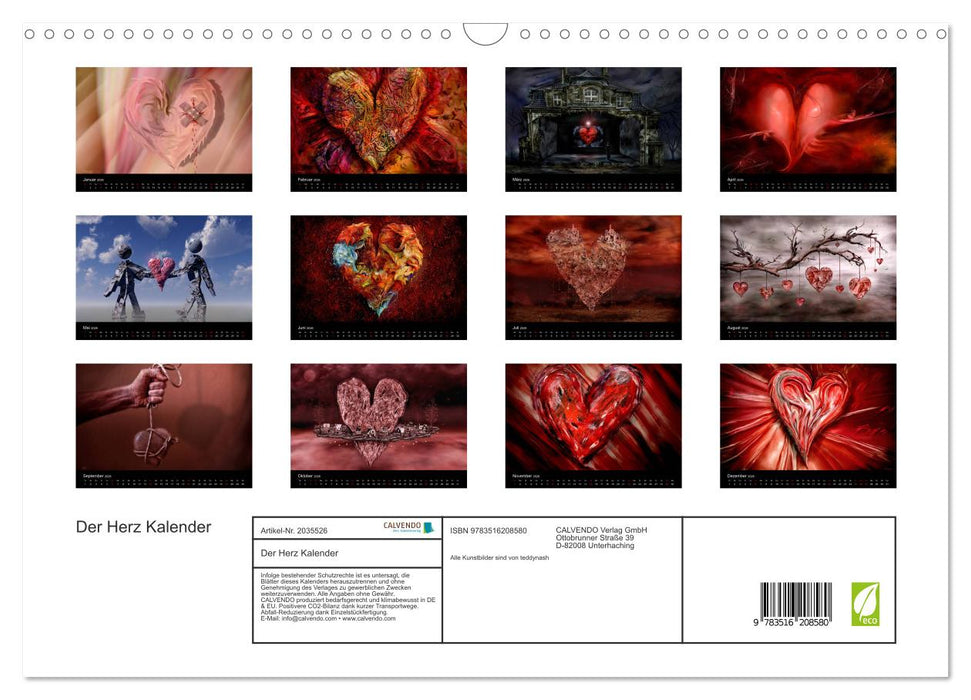Der Herz Kalender (CALVENDO Wandkalender 2026)