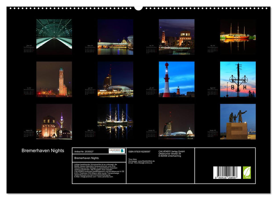 Bremerhaven Nights (CALVENDO Premium Wandkalender 2026)