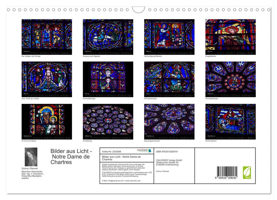 Bilder aus Licht - Notre Dame de Chartres (CALVENDO Wandkalender 2026)