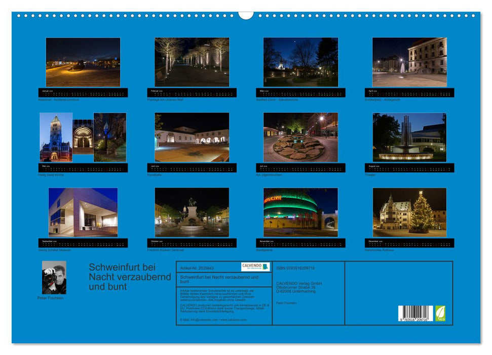 Schweinfurt bei Nacht verzaubernd und bunt (CALVENDO Wandkalender 2026)