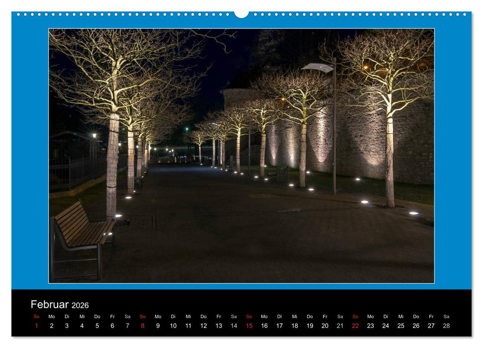 Schweinfurt bei Nacht verzaubernd und bunt (CALVENDO Wandkalender 2026)