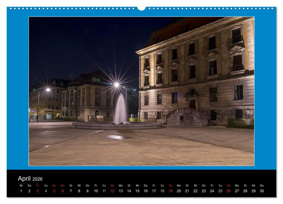 Schweinfurt bei Nacht verzaubernd und bunt (CALVENDO Wandkalender 2026)