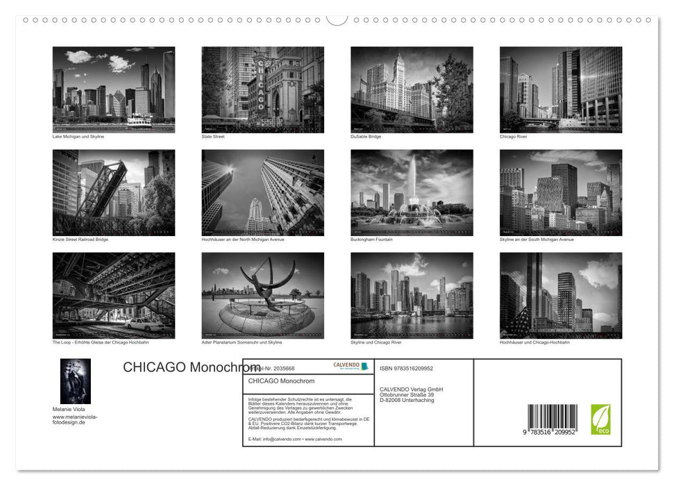 CHICAGO Monochrom (CALVENDO Premium Wandkalender 2026)