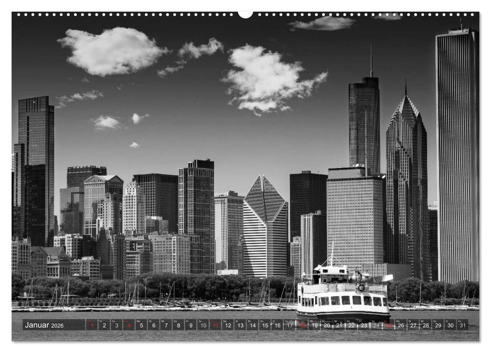 CHICAGO Monochrom (CALVENDO Premium Wandkalender 2026)