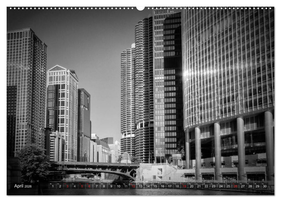CHICAGO Monochrom (CALVENDO Premium Wandkalender 2026)