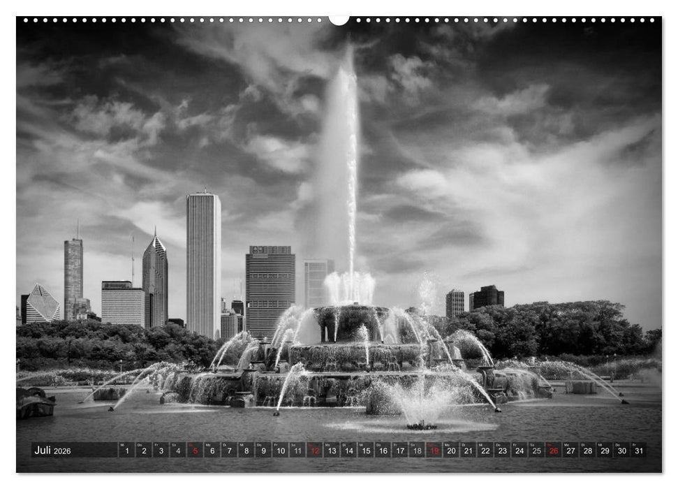 CHICAGO Monochrom (CALVENDO Premium Wandkalender 2026)