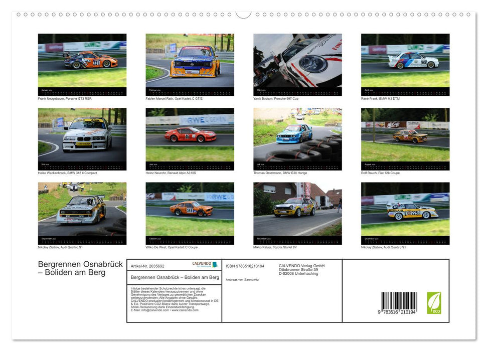 Bergrennen Osnabrück – Boliden am Berg (CALVENDO Premium Wandkalender 2026)