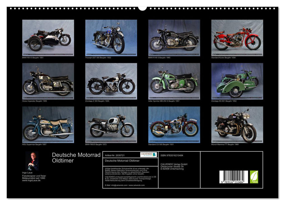 Deutsche Motorrad Oldtimer (CALVENDO Premium Wandkalender 2026)