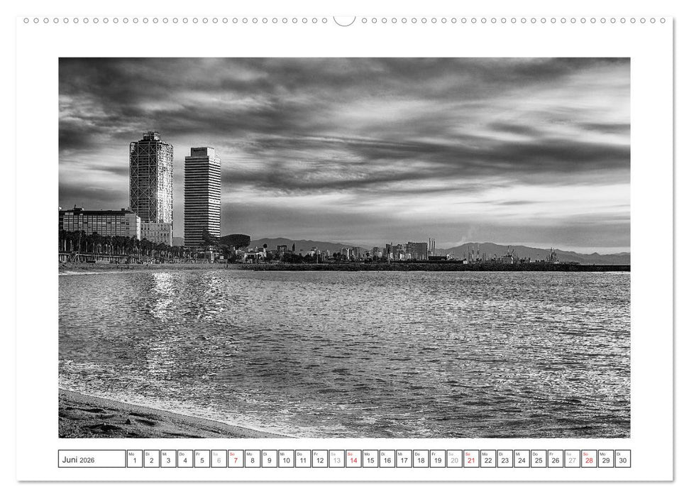 Barcelona Photografien in Schwarz / Weiß (CALVENDO Wandkalender 2026)