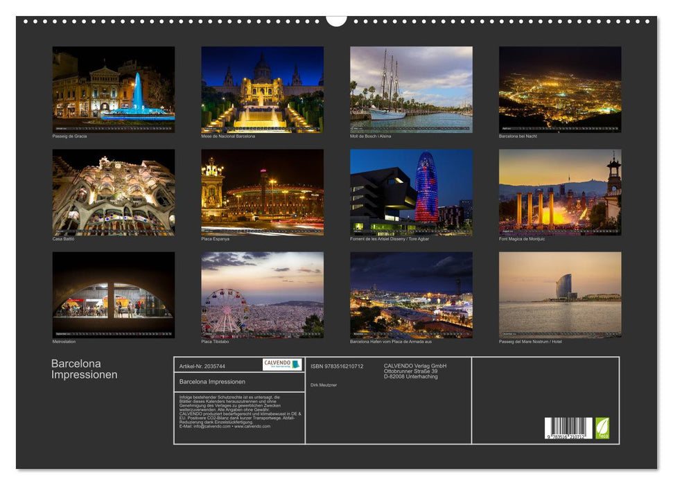 Barcelona Impressionen (CALVENDO Wandkalender 2026)