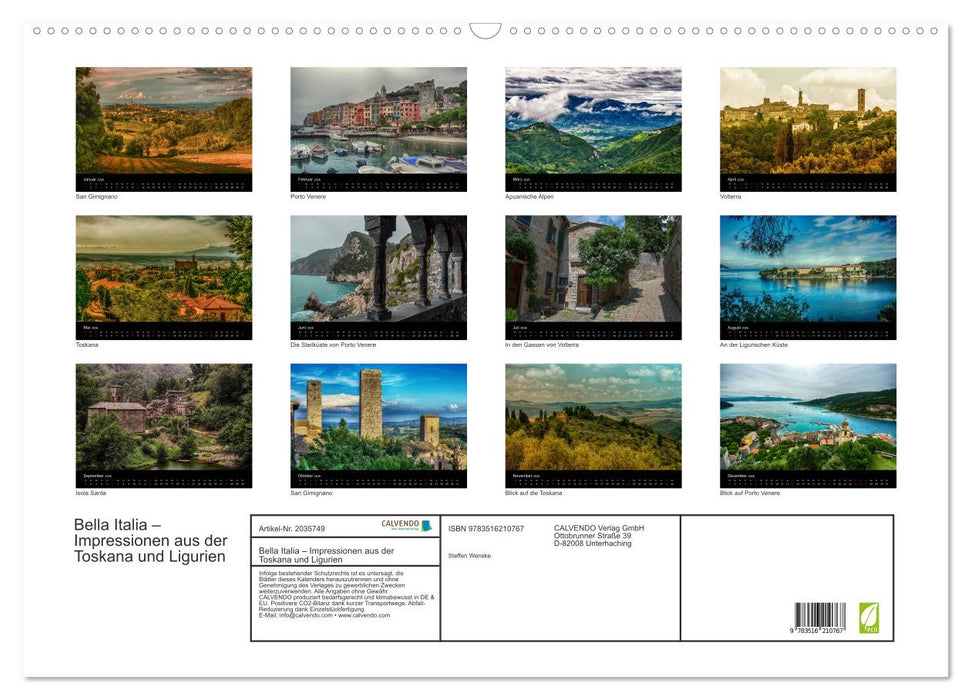 Bella Italia – Impressionen aus der Toskana und Ligurien (CALVENDO Wandkalender 2026)