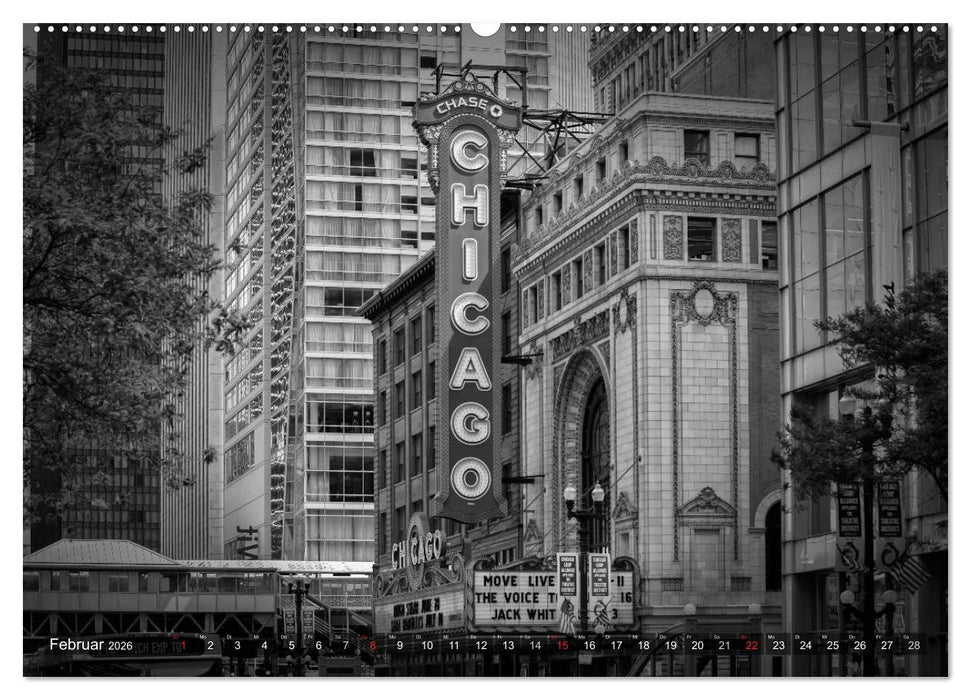 CHICAGO Monochrom (CALVENDO Wandkalender 2026)
