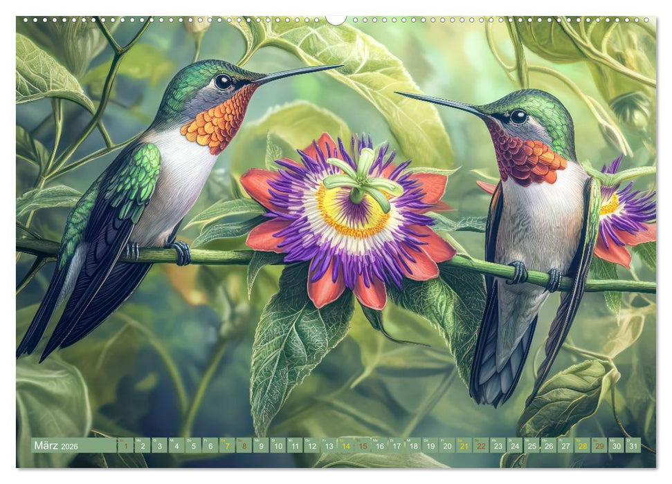 Kolibris - Zauberhafte Fantasiewerke (CALVENDO Premium Wandkalender 2026)