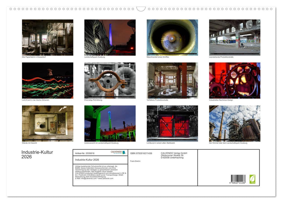 Industrie-Kultur 2026 (CALVENDO Wandkalender 2026)