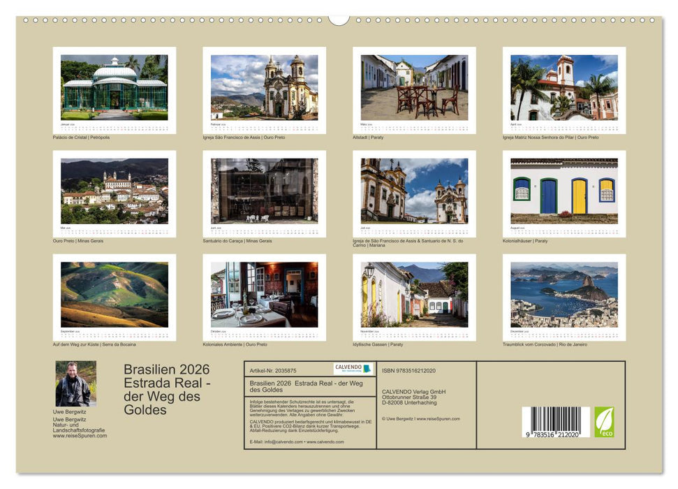 Brasilien 2026 Estrada Real - der Weg des Goldes (CALVENDO Premium Wandkalender 2026)