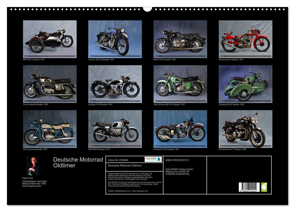 Deutsche Motorrad Oldtimer (CALVENDO Wandkalender 2026)