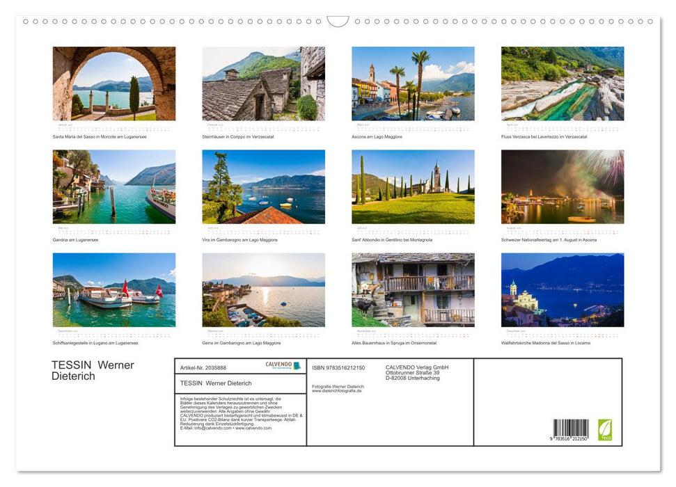 TESSIN Werner Dieterich (CALVENDO Wandkalender 2026)
