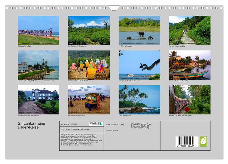 Sri Lanka - Eine Bilder-Reise (CALVENDO Wandkalender 2026)