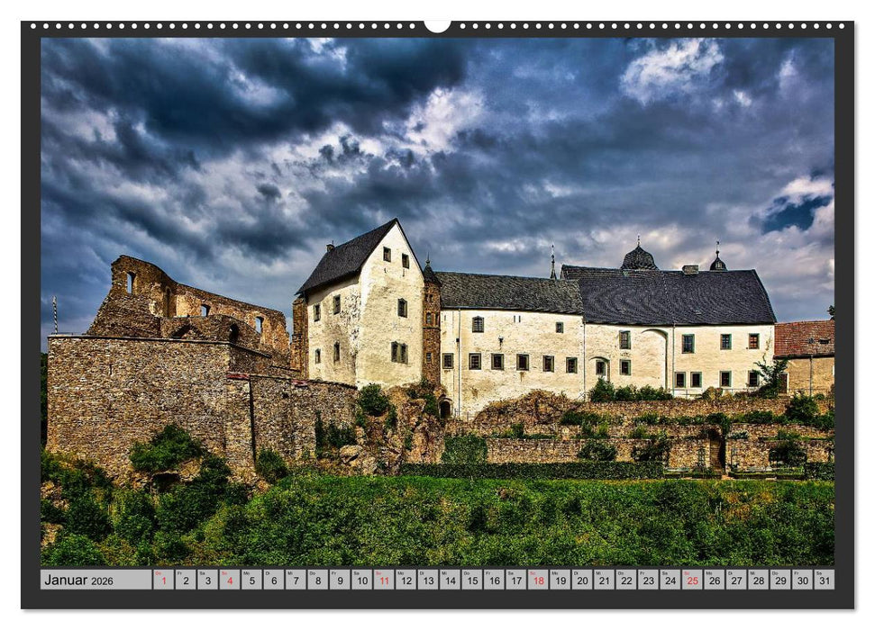 Burgen und Schlösser um Dresden (CALVENDO Premium Wandkalender 2026)