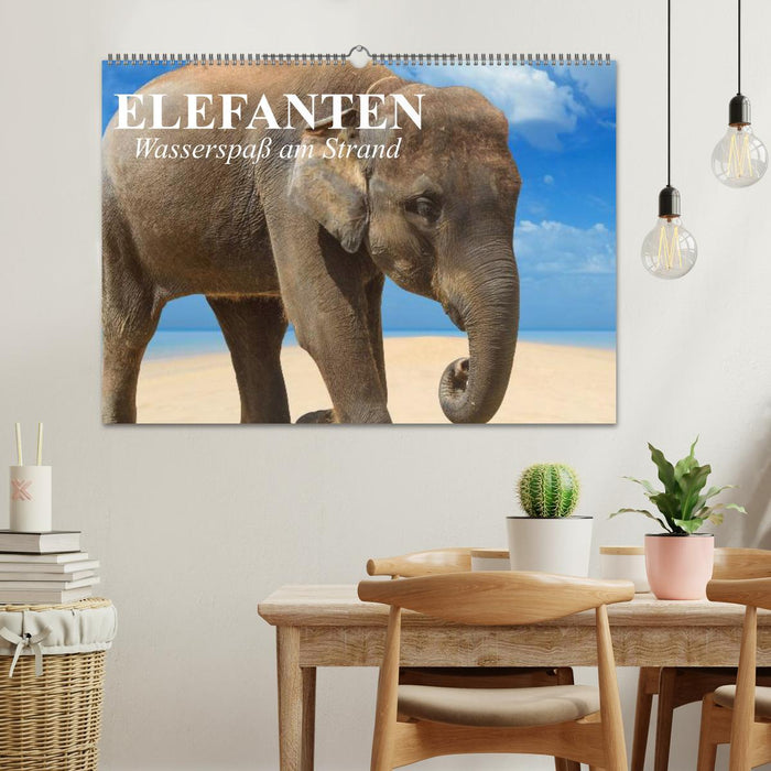 Elefanten - Wasserspaß am Strand (CALVENDO Wandkalender 2026)
