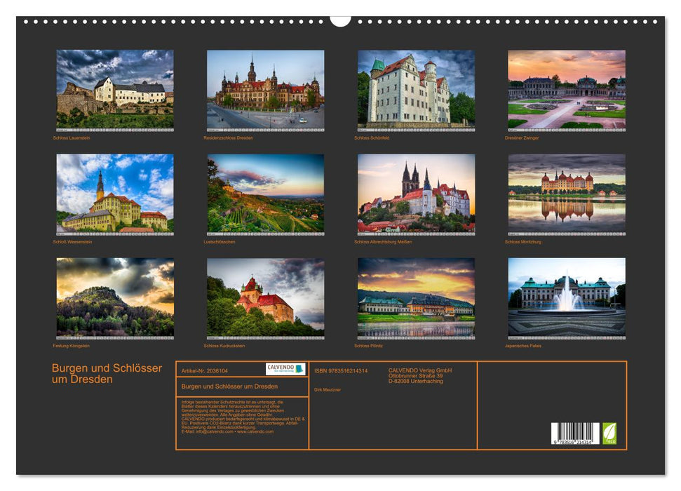 Burgen und Schlösser um Dresden (CALVENDO Wandkalender 2026)