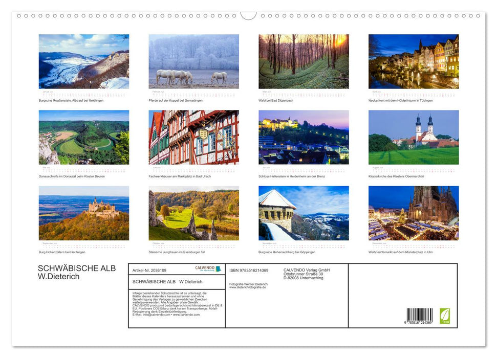 SCHWÄBISCHE ALB W.Dieterich (CALVENDO Wandkalender 2026)
