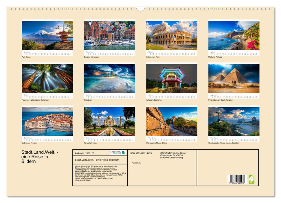 Stadt.Land.Welt. - eine Reise in Bildern (CALVENDO Wandkalender 2026)