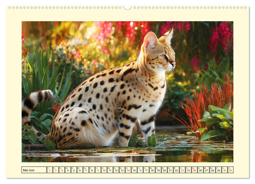 Savannah Katzen. Exotische Wildschönheiten im Naturgarten (CALVENDO Wandkalender 2026)