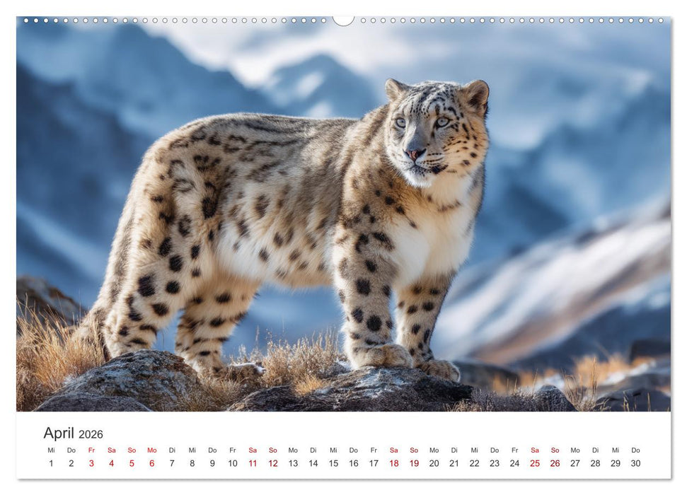 Geist des Gebirges - Ein Jahr in der wilden Welt der Schneeleoparden (CALVENDO Wandkalender 2026)