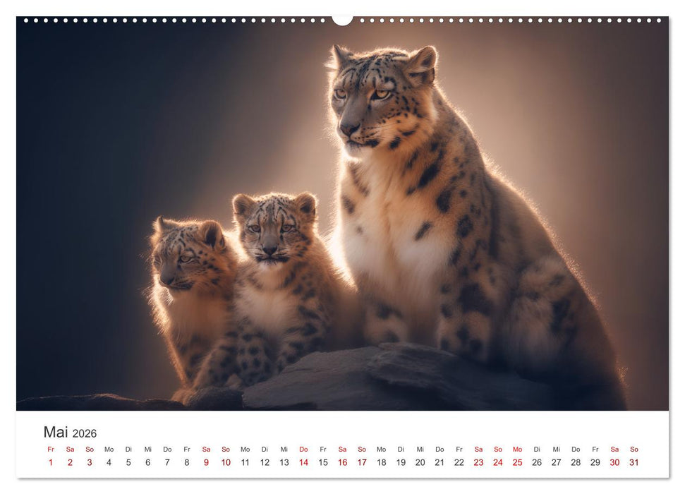 Geist des Gebirges - Ein Jahr in der wilden Welt der Schneeleoparden (CALVENDO Wandkalender 2026)