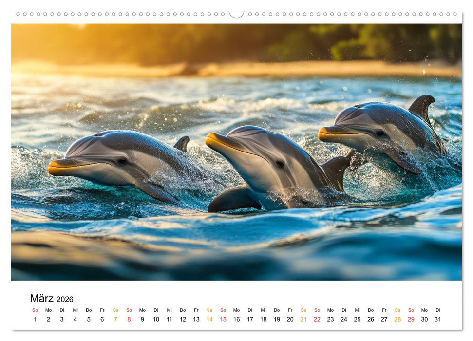 Delfine - Wellen Künstler (CALVENDO Wandkalender 2026)