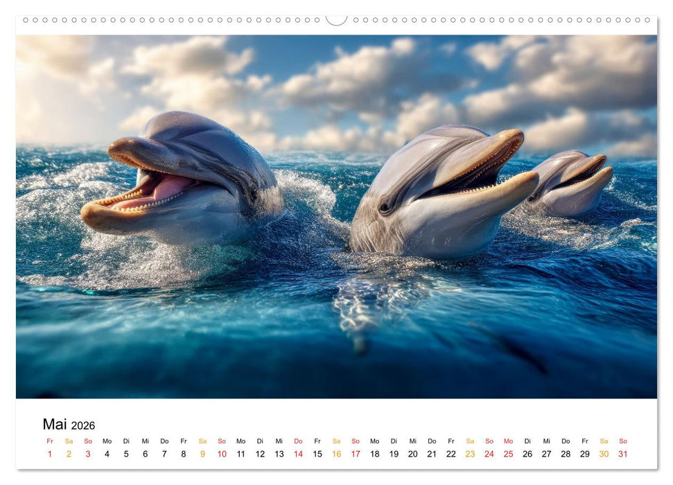 Delfine - Wellen Künstler (CALVENDO Wandkalender 2026)