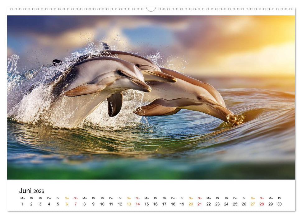 Delfine - Wellen Künstler (CALVENDO Wandkalender 2026)