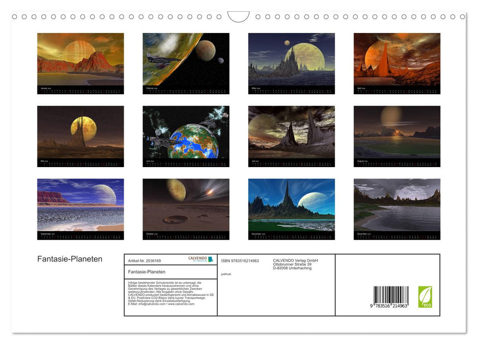 Fantasie-Planeten (CALVENDO Wandkalender 2026)
