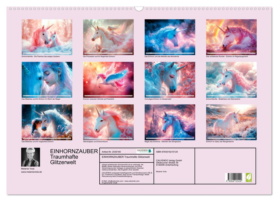 EINHORNZAUBER Traumhafte Glitzerwelt (CALVENDO Wandkalender 2026)