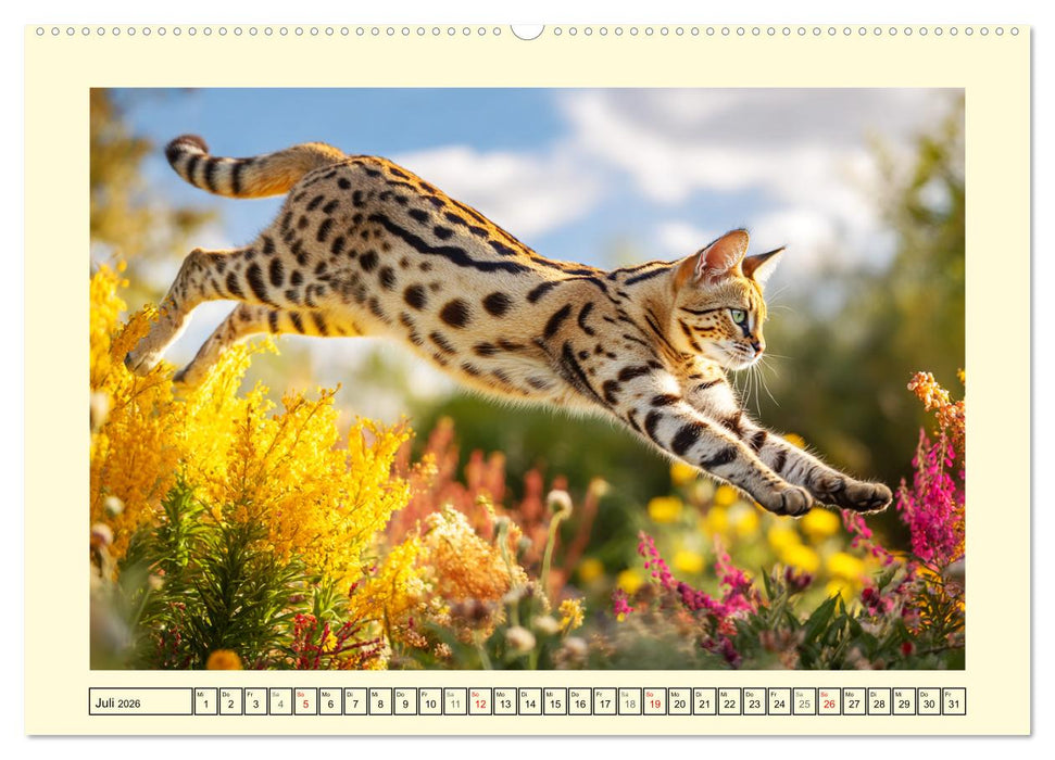 Savannah Katzen. Exotische Wildschönheiten im Naturgarten (CALVENDO Premium Wandkalender 2026)