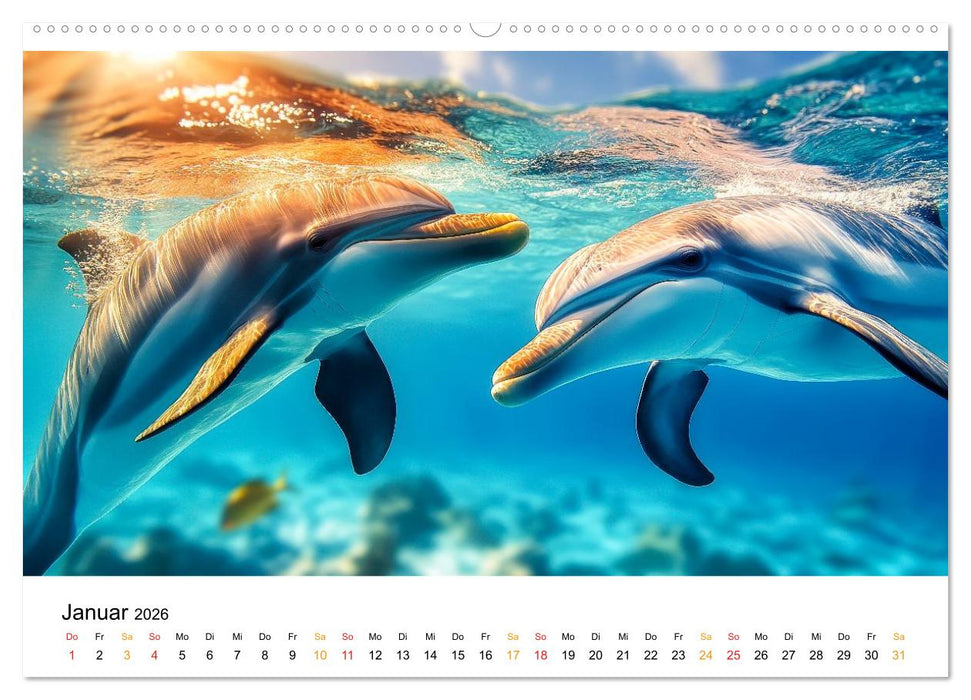 Delfine - Wellen Künstler (CALVENDO Premium Wandkalender 2026)