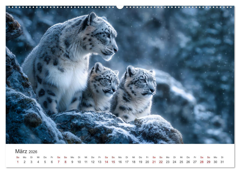 Geist des Gebirges - Ein Jahr in der wilden Welt der Schneeleoparden (CALVENDO Premium Wandkalender 2026)