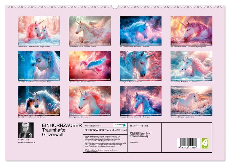 EINHORNZAUBER Traumhafte Glitzerwelt (CALVENDO Premium Wandkalender 2026)